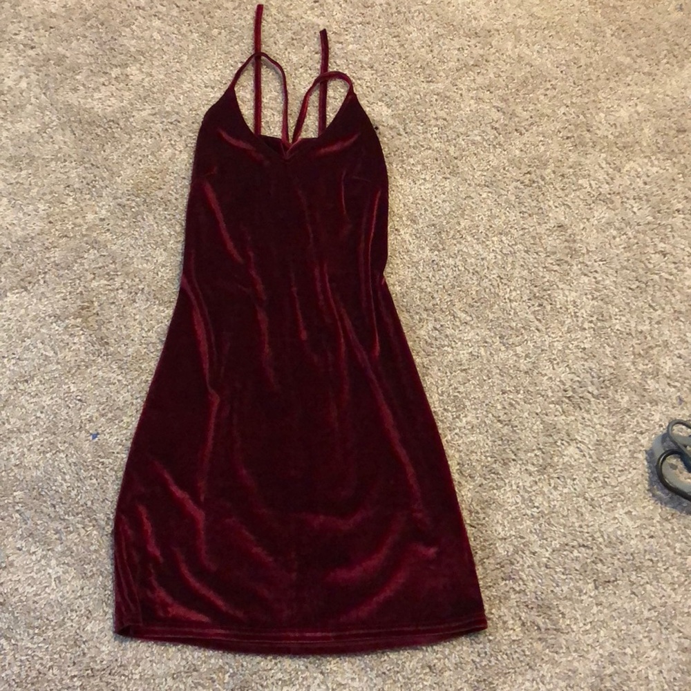 Red Velour Bodycon Dress